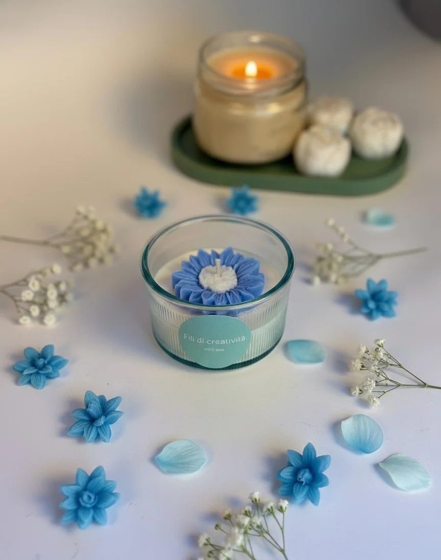 Candela Vetro Rigato Azzurra